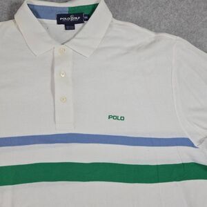 Polo Golf Ralph Lauren Shirt Striped 2XL Y2K green Blue white